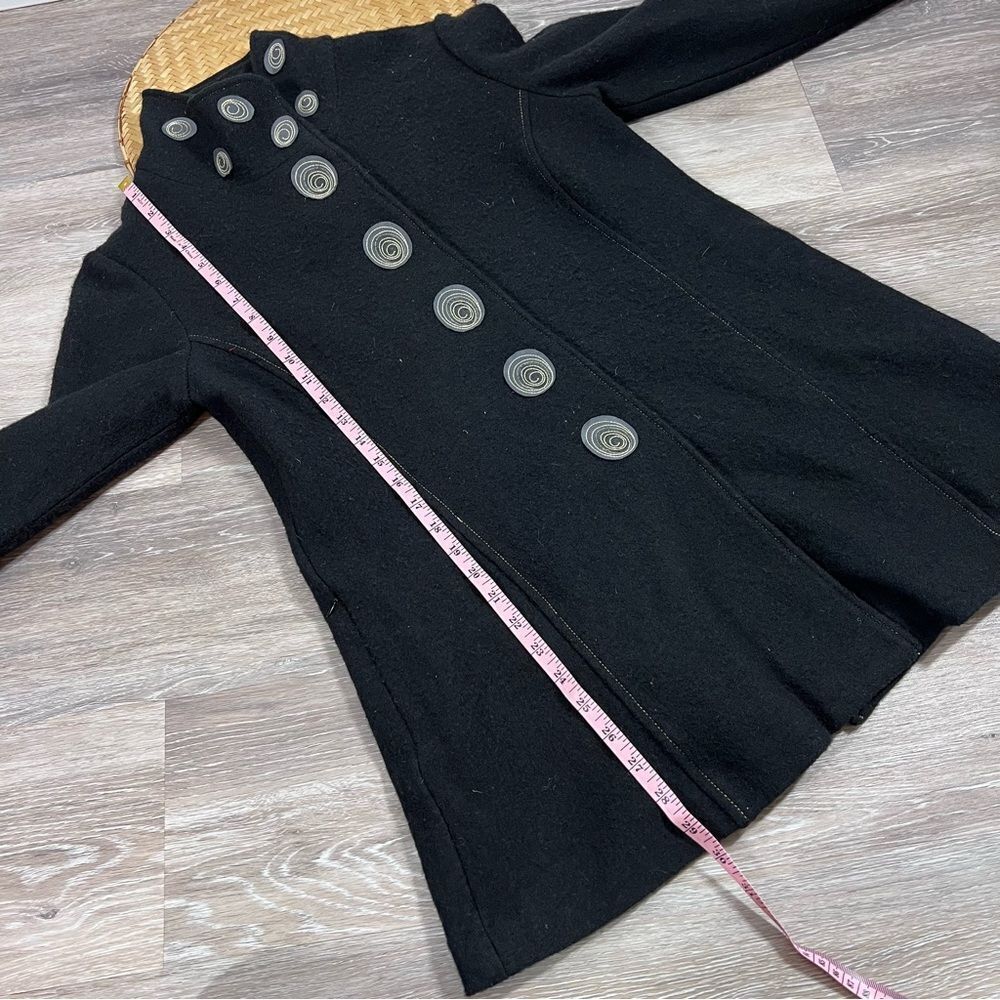 Icelandic Design Black Wool Art To Wear Swing Coat - image 3